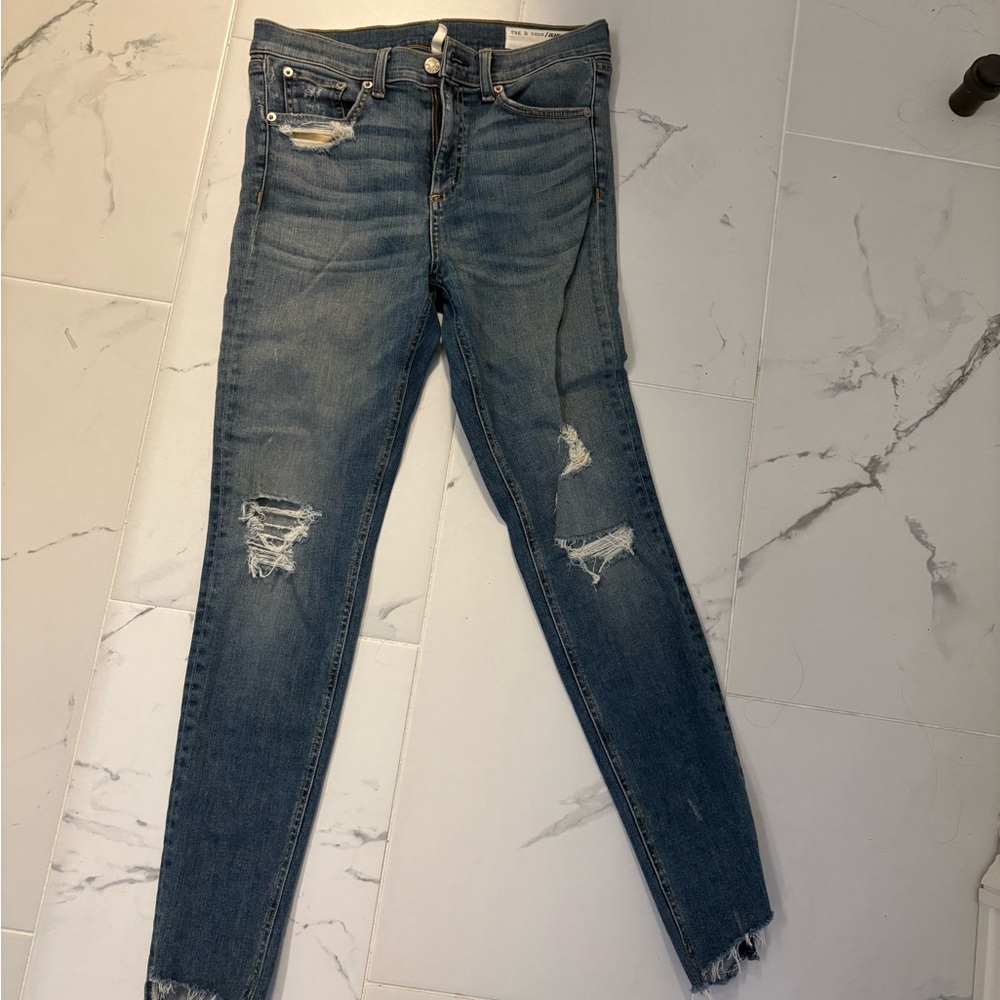Women's Distressed Blue Jeans